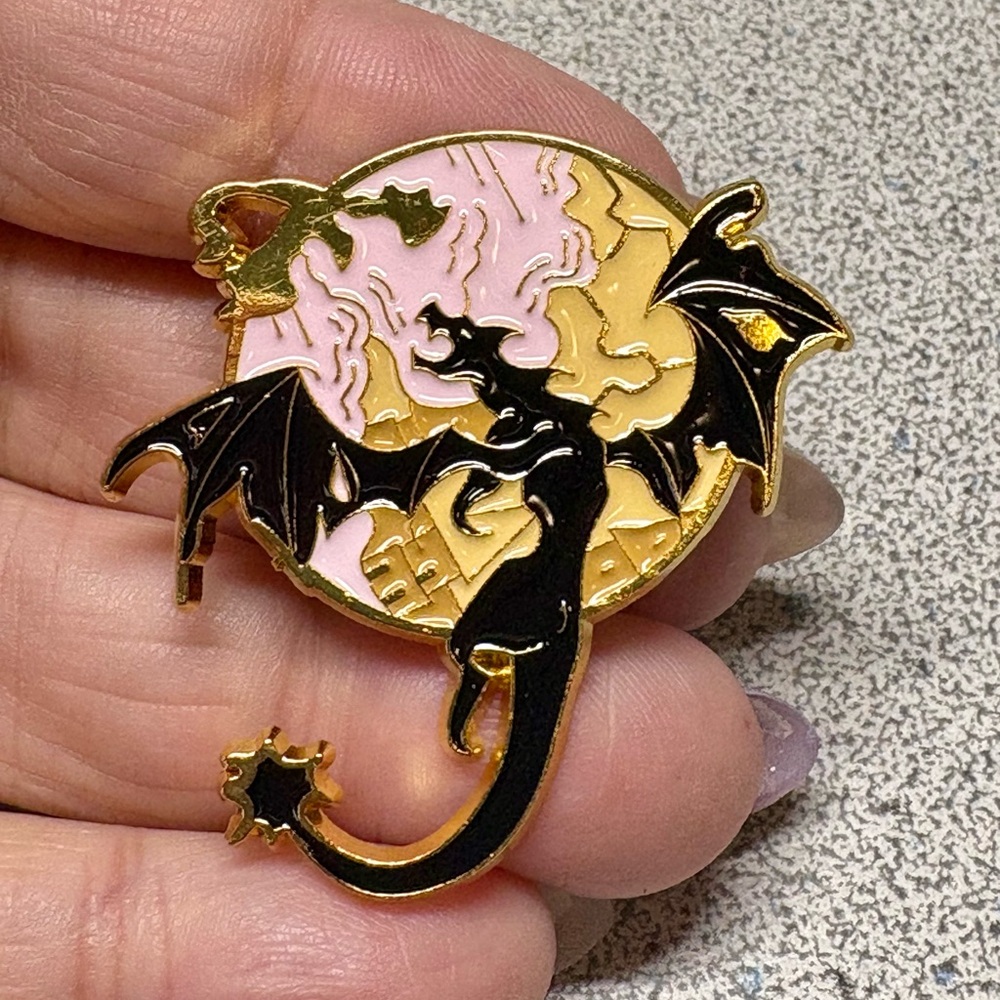 Black and Gold Dragon Enamel Pin